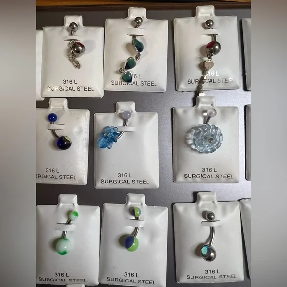 Bulk Lot 32 NOS Belly Rings 316L Surgical Steel Jewelry Store Stock Y2K